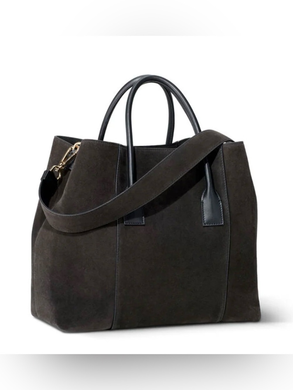 Aerin Dark Gray Suede Mini Weekender Bag